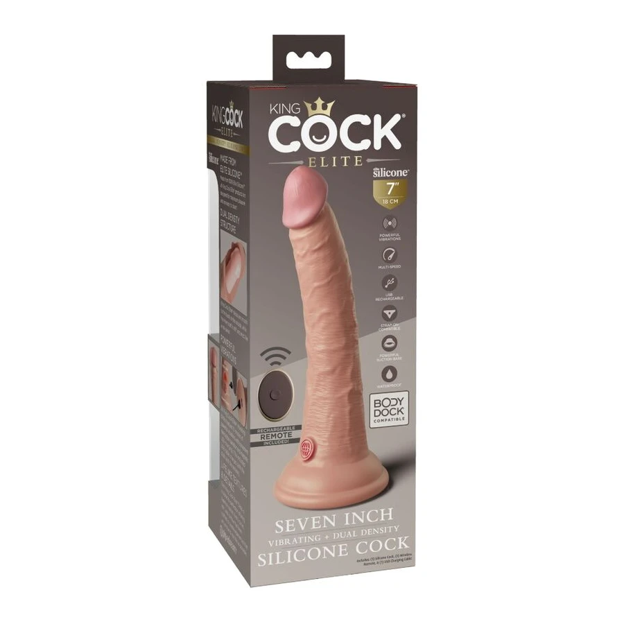 KING COCK - ELITE VIBRATORE DILDO REALISTICO E TELECOMANDO IN SILICONE 17.8 CM